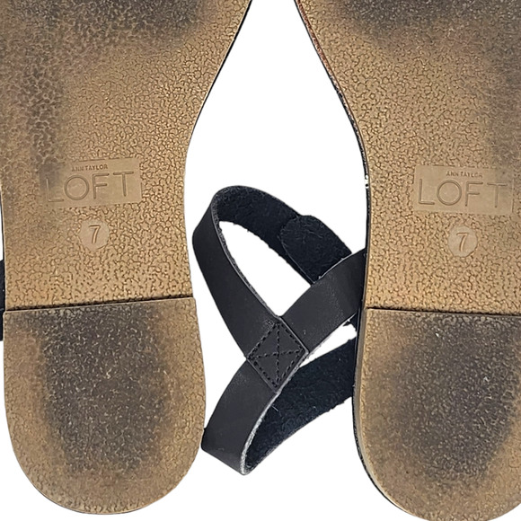 Ann Taylor Loft Sandals 7 Ankle Strappy Black Gladiator Rustic Summer Beach - Picture 8 of 8